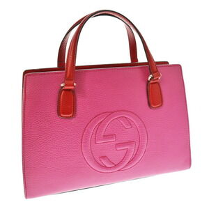 Gucci Soho Shoulder Bag Leather Red Vivid Pink Two Tone